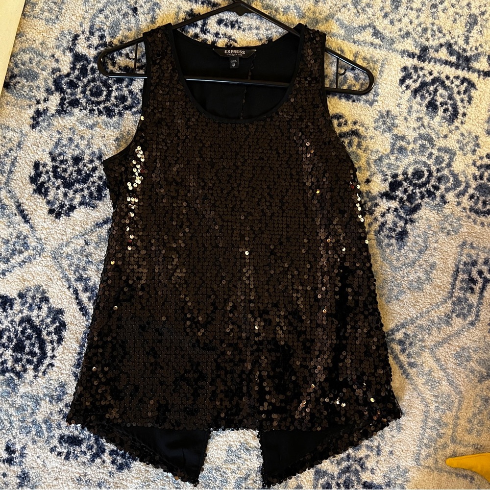 Sequin split back tank new years top